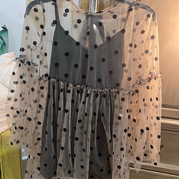 Asos Polka Dot Mesh Overlay Dress - Picture 5 of 10